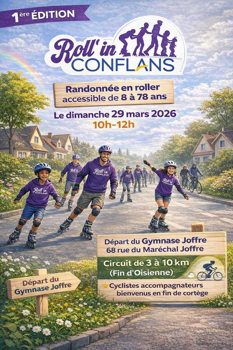 Randonnée en roller de 8 à 78 ans dimanche 29 mars à Conflans