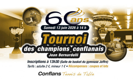 Le tennis de table conflanais fête ses 60 ans le 13 juin au gymnase Joffre